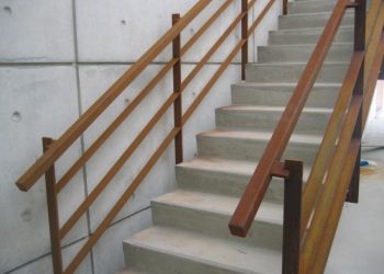 fair face steps combined with oxidized steel